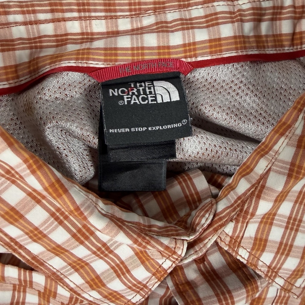 The North Face Men's Short Sleeve‎ Button Down Shirt Checkered Orang White XL - Picture 3 of 5